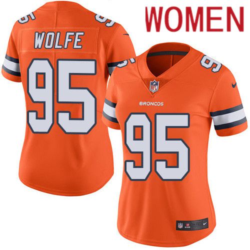 Women Denver Broncos #95 Derek Wolfe Orange Nike Rush Vapor Limited NFL Jersey
